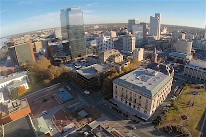 The view of downtown Little Rock via construction crane.