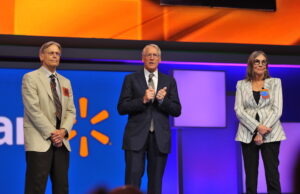 Jim, Rob and Alice Walton at the 2015 Wal-Mart annual meeting in Fayetteville.