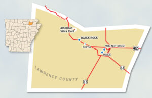 American Silica is building a sand processing plant on more than 200 acres northwest of Black Rock in Lawrence County.
