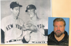 A 1951 photo of Joe DiMaggio and Mickey Mantle, once part of the Boston Herald archive purchased by John Rogers (inset), marked DiMaggio’s last season with the New York Yankees and Mantle’s first.