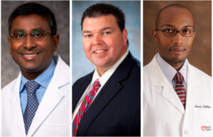 Dr. Mangaraju Chakka, David Fox and Dr. Morris Kelley of the Central Arkansas American Heart Association board of directors.