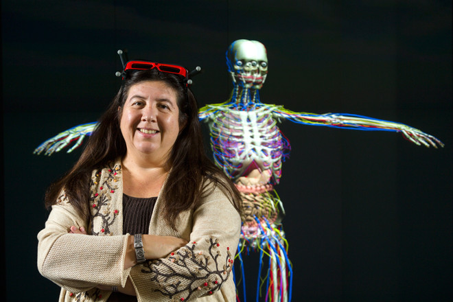 Carolina Cruz-Neira is taking the virtual reality programs from UALR&rsquo;s Emerging Analytics Center on the road to conferences across the country and in Europe.