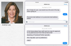 Texts from state Auditor Andrea Lea.