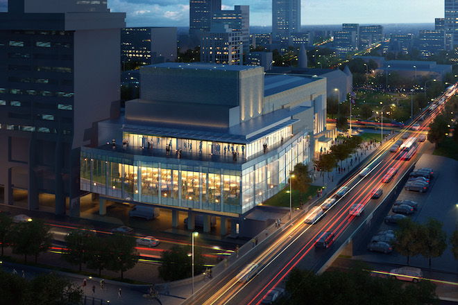 A rendering of the terrace on the Robinson Center that will overlook the Arkansas River.&nbsp;