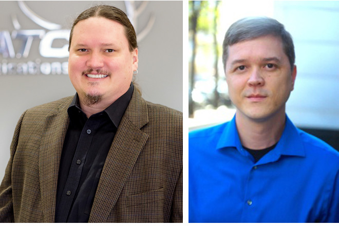 Steven Sanders Jr. of Natco Communications Inc. of Flippin and Tim Stecklein of Mainstream Technologies in Little Rock.