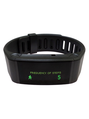 A wristband tracking device.