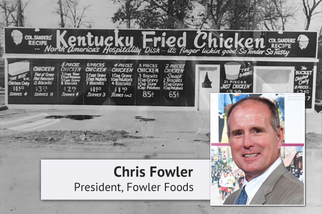 The first chicken store acquired by Wallace Fowler in 1965 in Jonesboro (above) was relocated to new quarters.