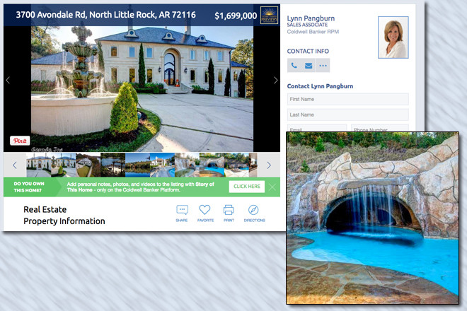 A screencapture from ColdwellBanker.com advertising the listing of the John Rogers property in North Little Rock.