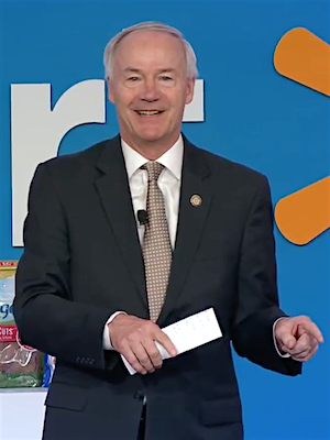 Gov.&nbsp;Asa Hutchinson speaks at the Wal-Mart manufacturing summit in Bentonville.