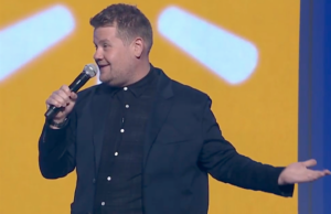 James Corden took some good-natured jabs at Wal-Mart executives during Friday's shareholders meeting.