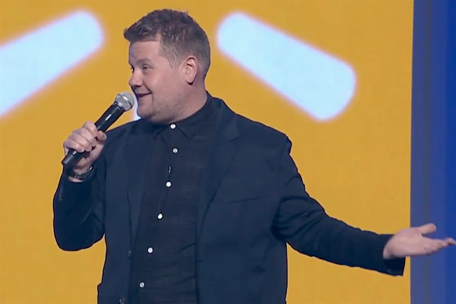 James Corden took some good-natured jabs at Wal-Mart executives during Friday's shareholders meeting.