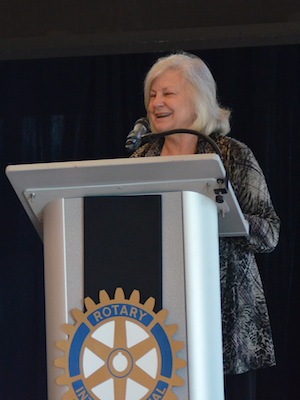 Arkansas State University Heritage Sites Director Ruth Hawkins speaks to the Rotary Club of Little Rock on Tuesday.&nbsp;