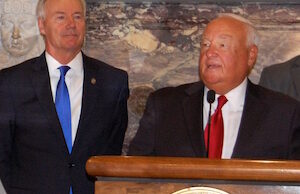 Gov. Asa Hutchinson and Bobby Martin.