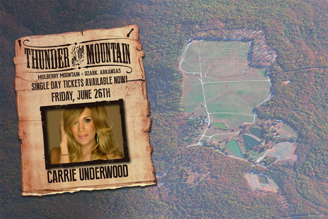 Carrie Underwood was to be the headliner at the 2015 Thunder on the Mountain country music festival, to have been held on Mulberry Mountain in Franklin County.