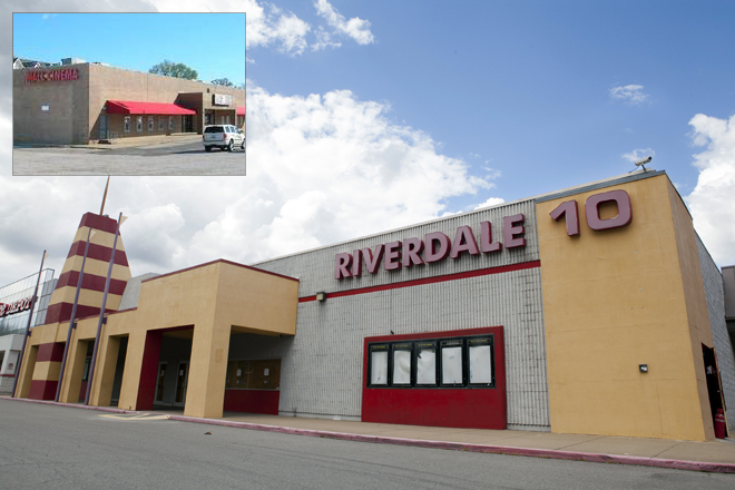 The Riverdale 10 in Little Rock and its sister theater, the Hot Springs Mall Cinema (inset).
