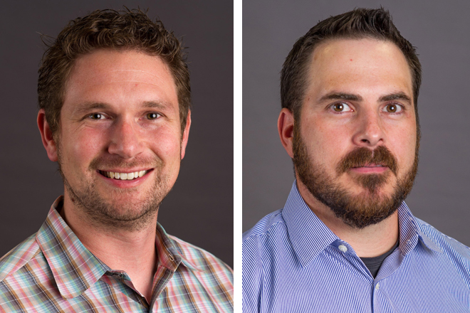 Arkansas State University biological sciences researchers Travis Marsico, associate professor of botany, and Brook Fluker, assistant professor of aquatic ecology.