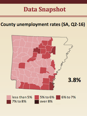 Unemployment in second quarter in the Little Rock Zone according to the Burgundy Book.