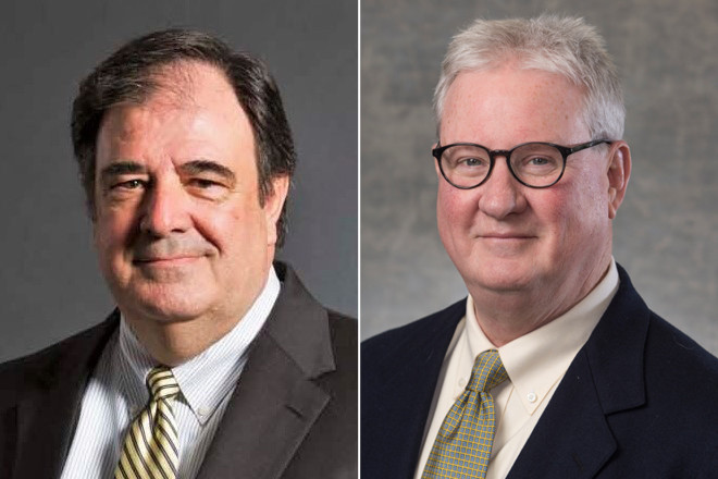 Don Hale of Citizens Bank of Batesville and Kirby Williams of Stone Bank of Mountain View