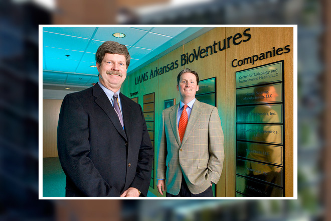 Tery Baskin, left, is president of RxResults, and Chris Monroe is the national sales director. RxResults is a client of the UAMS BioVentures incubator.