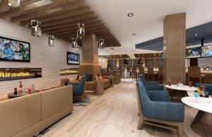 A rendering of the future Bridges restaurant in the DoubleTree by Hilton in Little Rock.