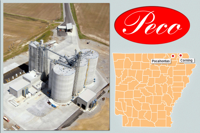 The Peco Foods feed mill in Corning opened in February supplying the company’s new poultry grower network.