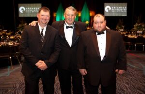 Hall of Fame inductee and champion duck caller Rick Dunn of&nbsp;Echo Championship Calls (center), with friends.