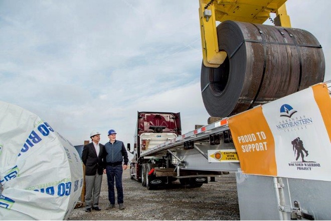 Michael Mechley, Vice President of Procurement for Zekelman Indusries (left) and Big River Steel CEO Dave Stickle.