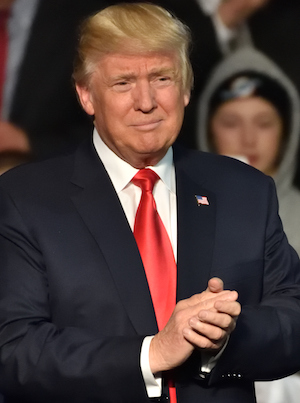 President-elect Donald Trump arrives on stage to deliver a speech at a Thank You tour rally held Dec. 15 at the Giant Center in Hershey, Pennsylvania.