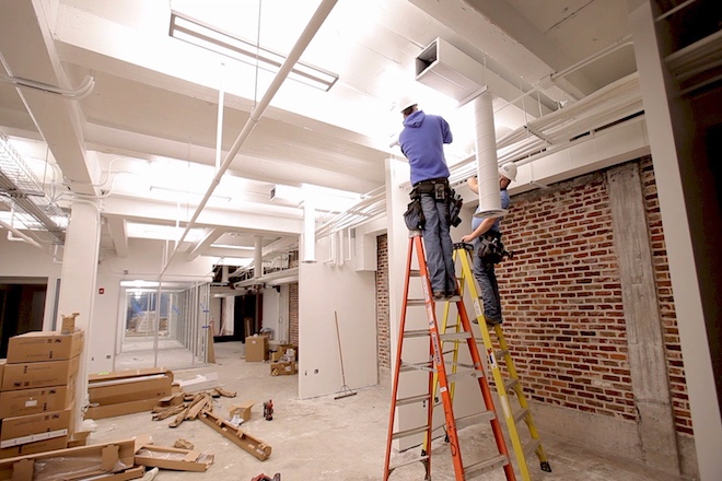 Workers continue renovations to 415 and 417 Main St. in Little Rock, which is Phase 1 of the park's permanent home.