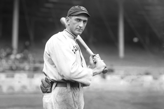 A photograph of famed outfield slugger Shoeless Joe Jackson taken by Charles Conlon, circa 1913.