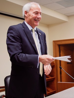 Gov. Asa Hutchinson, meeting with reporters last week ahead of the legislative session.
&nbsp;