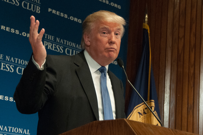 Donald Trump speaks to a 2014 luncheon at the National Press Club.