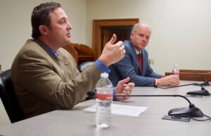 House Speaker&nbsp;Jeremy Gillam and Senate Majority Leader Jim Hendren&nbsp;speaking at a forum&nbsp;held by the Arkansas Associated Press Managing Editors.