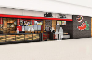 A rendering of a Chili's restaurant inside the airport.