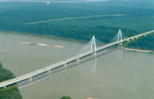 An rendering of the proposed Great River Bridge, which would carry Interstate 69 traffic across the Mississippi River near Arkansas City (Desha County).&nbsp;