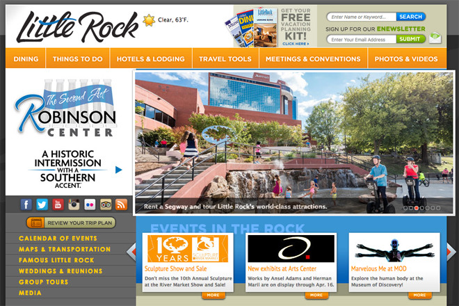 A screenshot of the current look of LittleRock.com's front page.