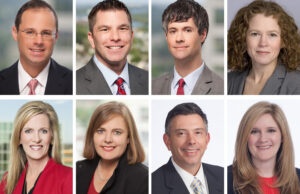 Members of Mitchell Williams Selig Gates & Woodyard PLLC- Top row: Benjamin D. Brenner, Jason T. Browning, John S. Bryant, Adria W. Conklin. Bottom row: Wendy L. Johnson, Margaret A. Johnston, Scott Provencher and Mandy Stanton.