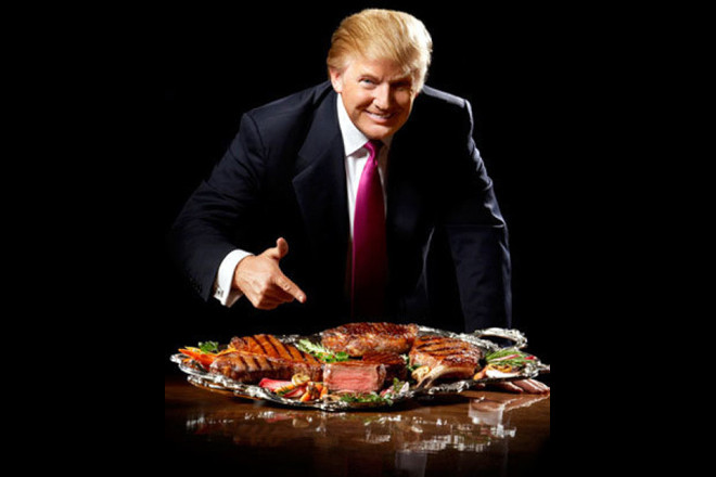 Donald Trump endorsing Trump Steaks in 2007.