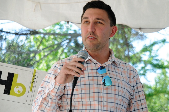 Haag Brown Principal Broker Joshua Brown speaks during Tuesday's event.