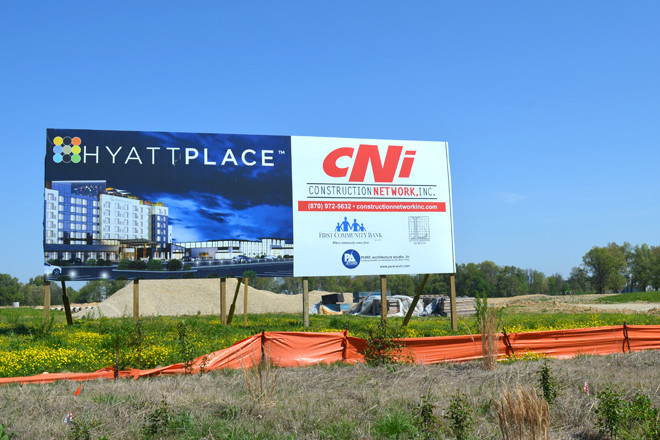 The site of the planned Jonesboro Hyatt Place Hotel and Convention Center on Browns Lane Access Road.