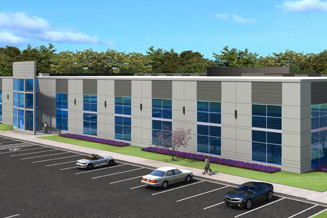 Rendering of the Rice Office Complex building in Bentonville being developed by CrossMar and leased by Sage Partners.