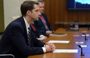 Sen. Tom Cotton visits the Little Rock headquarters of Southwest Power Pool last month.