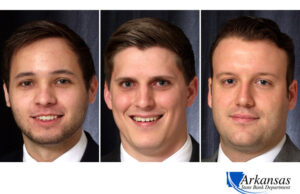 Samuel “Tanner” McKnight, Seth Parsley and John David Sonnier of the Arkansas State Bank Department