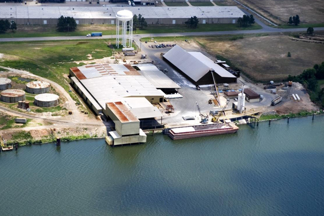The Pine Bluff-Jefferson County Port Authority's harbor district includes this river terminal, operated by Kinder Morgan.