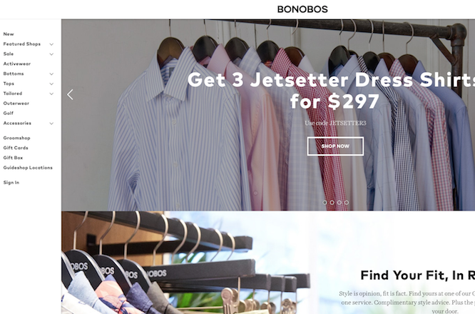 The&nbsp;Bonobos website.