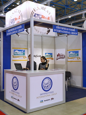 A Smithfield Foods booth at the International Food & Drinks Exhibition in Moscow in 2011.