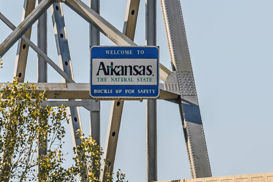 Signs featuring the state's "Arkansas: The Natural State" brand can be found at each major state line crossing, including the Helena Bridge.