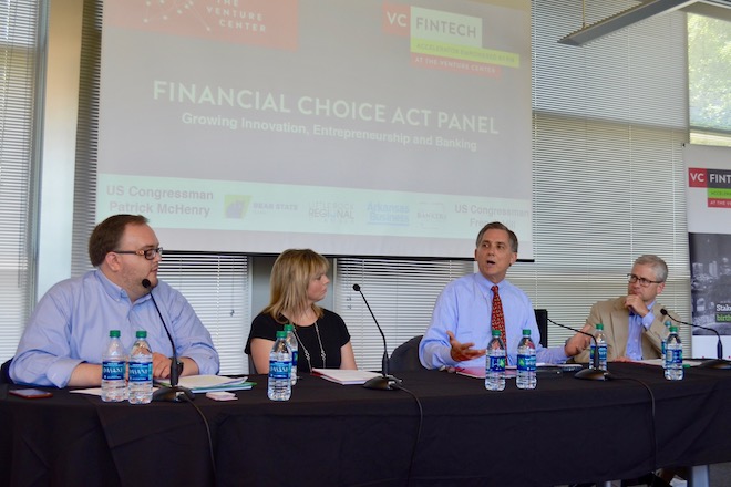 From left to right: Lee Watson, Shelly Loftin, U.S.&nbsp;Rep. French Hill and U.S. Rep. Patrick T. McHenry.