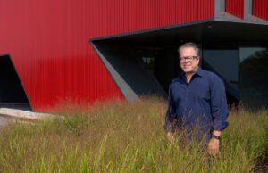 Marlon Blackwell stands in front of the Harvey Pediatric Clinic on Wednesday.