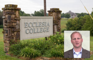 The main building at Ecclesia College, seen behind the school's sign, serves as a multipurpose facility with classes, administration offices and more. Oren Paris III (inset) was the school's president.